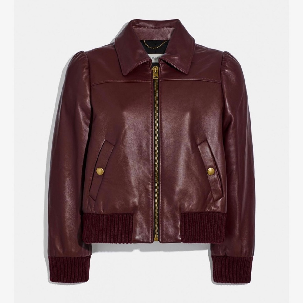 Brand new COACH leather bomber jacket. Women’s size 6.